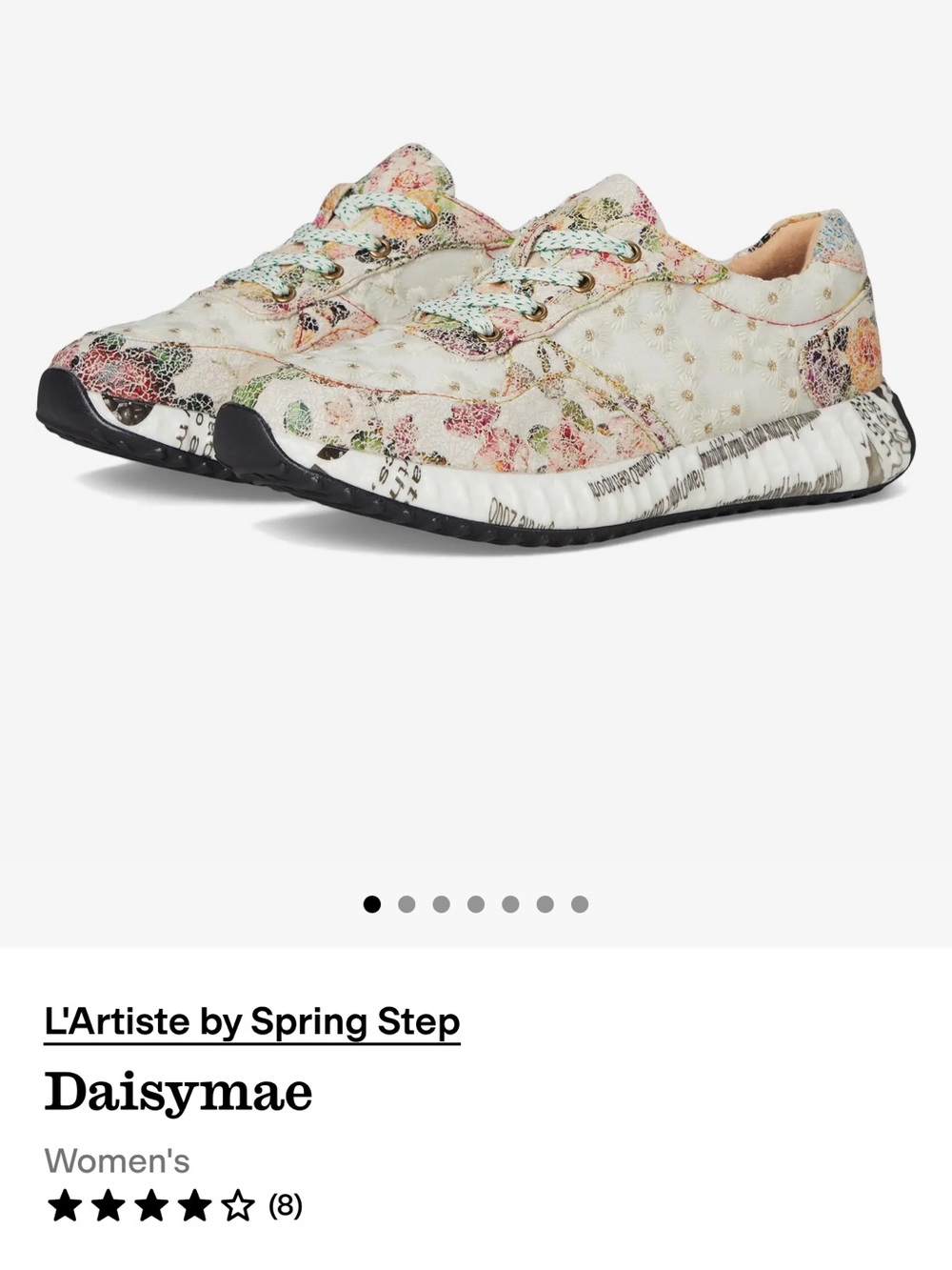 L’Artiste by Spring Step Daisymae Floral Sneakers - Cream Multi size 40